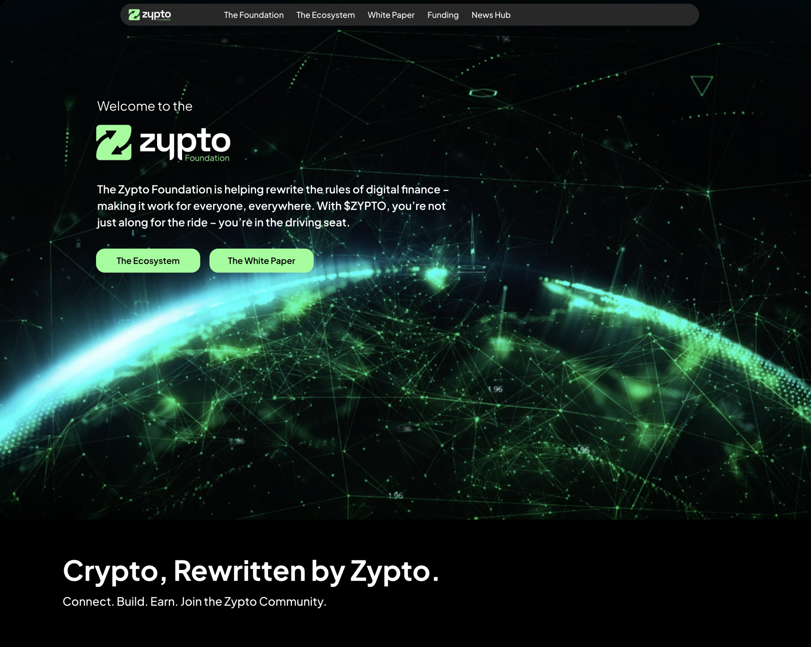 Zypto Foundation — Welcome page, Crypto Rewritten by Zypto